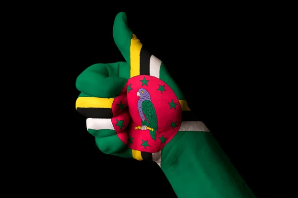 Доминика национальный флаг большой палец вверх жест за совершенство и achie — стоковое фото