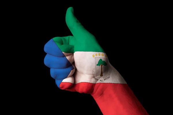 Equatorial guinea national flag thumb up gesture for excellence — Stock Photo, Image