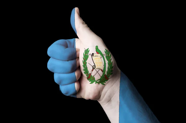 Guatemala bandiera nazionale pollice in su gesto per l'eccellenza e achi — Foto Stock
