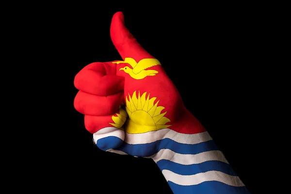 Kiribati national flag thumb up gesture for excellence and achie — Stock Photo, Image