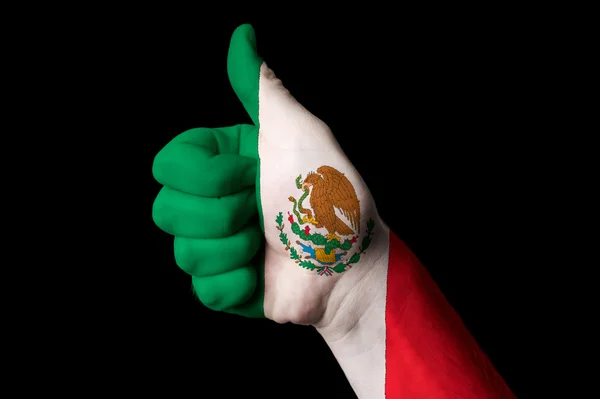 Mexikanische Nationalflagge Daumen hoch Geste für Exzellenz und erreichen — Stockfoto