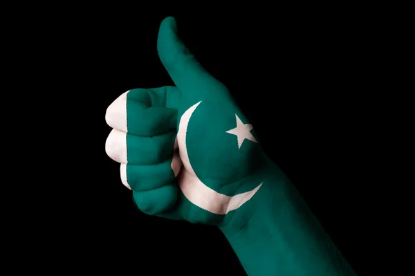 Gesto pro dokonalost a Pohovořte s prstem Pákistán národní vlajka — Stock fotografie