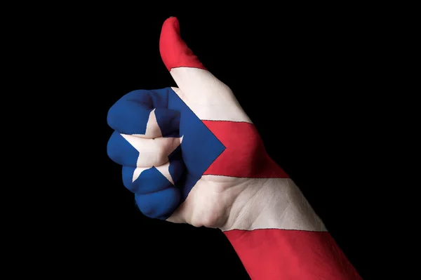 Nationale vlag van Puerto rico duim omhoog gebaar naar uitmuntendheid en ac — Stockfoto