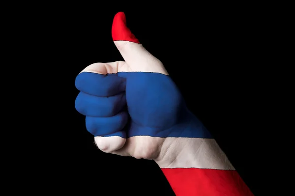 Gesto pro dokonalost a Pohovořte s prstem Thajsko národní vlajka — Stock fotografie