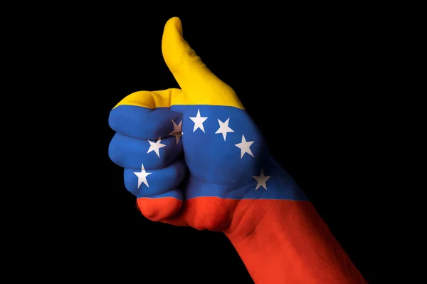 Venezuela ulusal bayrak başparmak yukarı hareketi mükemmellik ve başarmak için — Stok fotoğraf