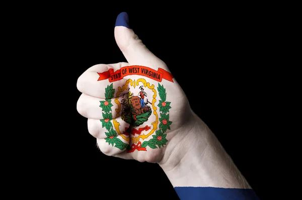 West virginia nas Państwo flaga kciuk gest do doskonałości i — Zdjęcie stockowe