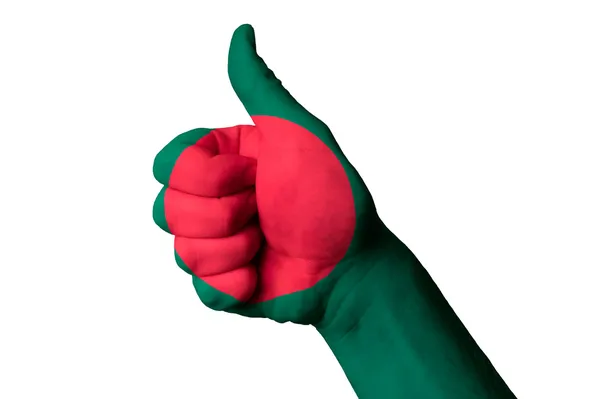 Бангладеш национальный флаг большой палец вверх жест за совершенство и ах — стоковое фото