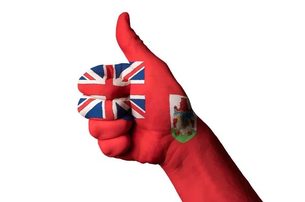 Бермуды национальный флаг большой палец вверх жест за совершенство и ачиев — стоковое фото