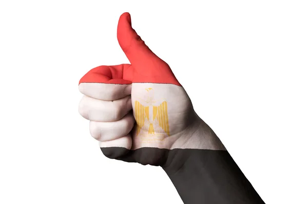 埃及国旗拇指向上为追求卓越和 achievem 的姿态 — 图库照片