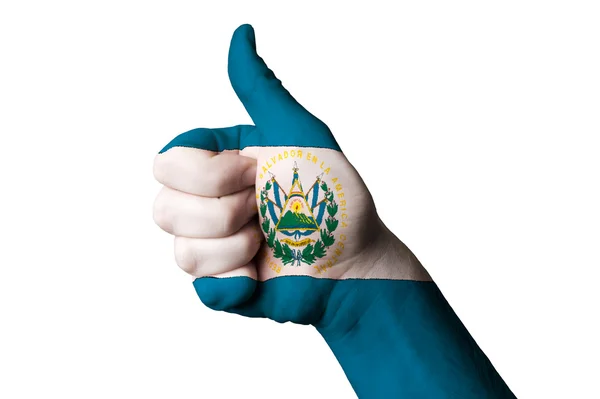 El salvador национальный флаг большой палец вверх жест за совершенство и ac — стоковое фото