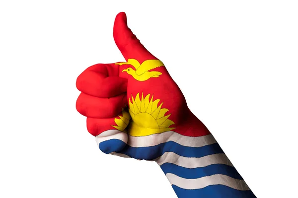 Nationale vlag van Kiribati duim omhoog gebaar naar uitmuntendheid en achie — Stockfoto