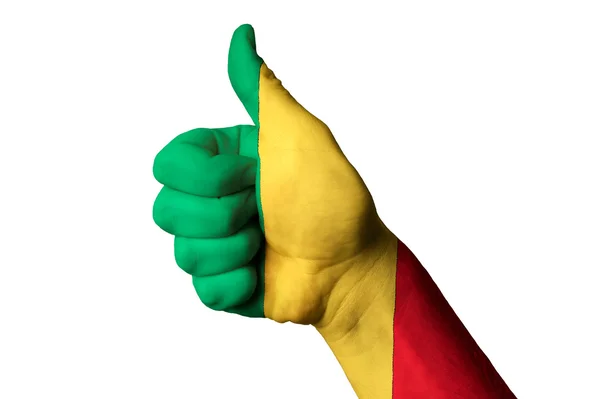 Мали национальный флаг большой палец вверх жест для достижения совершенства и достижения — стоковое фото