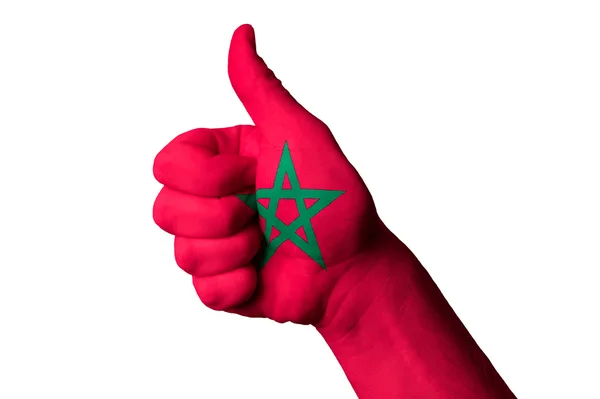 Marocco bandiera nazionale pollice in su gesto per l'eccellenza e achiev — Foto Stock