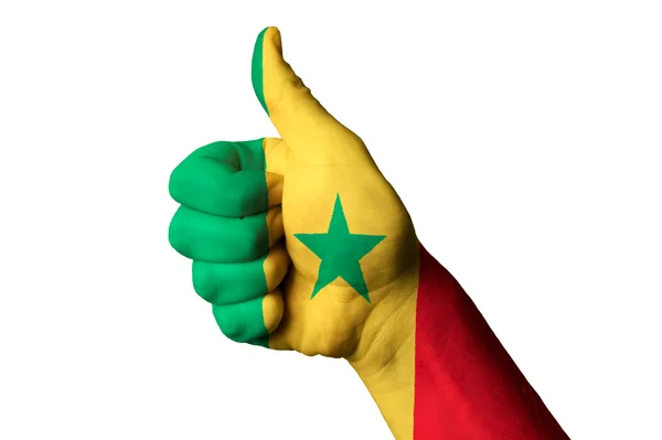 卓越性と重の目標のためのジェスチャー親指セネガルの国旗 — ストック写真