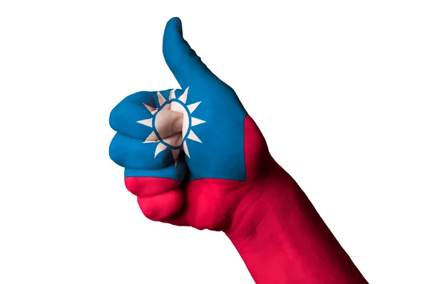 Тайвань национальный флаг большой палец вверх жест для совершенства и достижения — стоковое фото