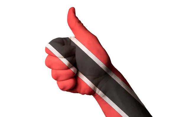 Trinidad tobago bandeira nacional polegar para cima gesto por excelência e — Fotografia de Stock