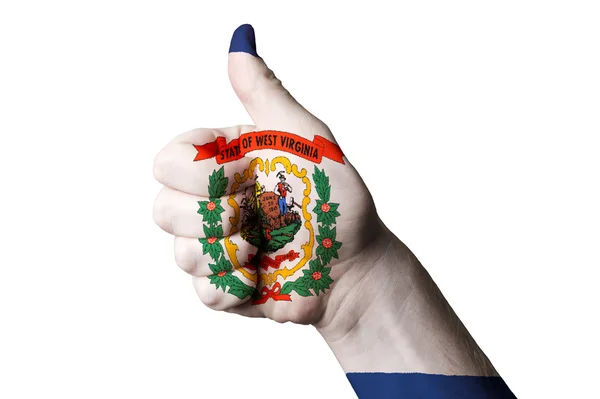 West virginia us state flag thumb up gesture for excellence and — Stock Photo, Image