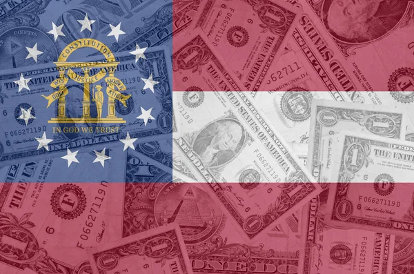 Bandera de Georgia con billetes en dólares transparentes en ba — Foto de Stock