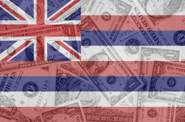 Estado americano da bandeira hawaii com notas de dólar transparentes no bac — Fotografia de Stock