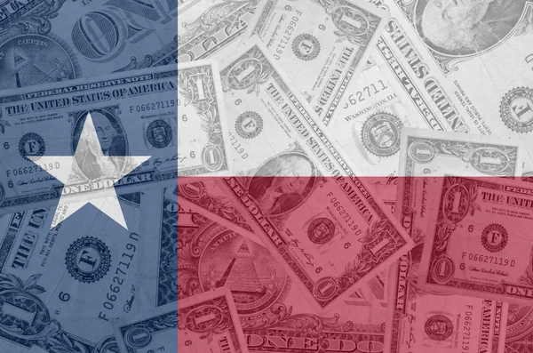 Bizim devlet texas bayrağı ile şeffaf dolarlık banknotların arka — Stok fotoğraf