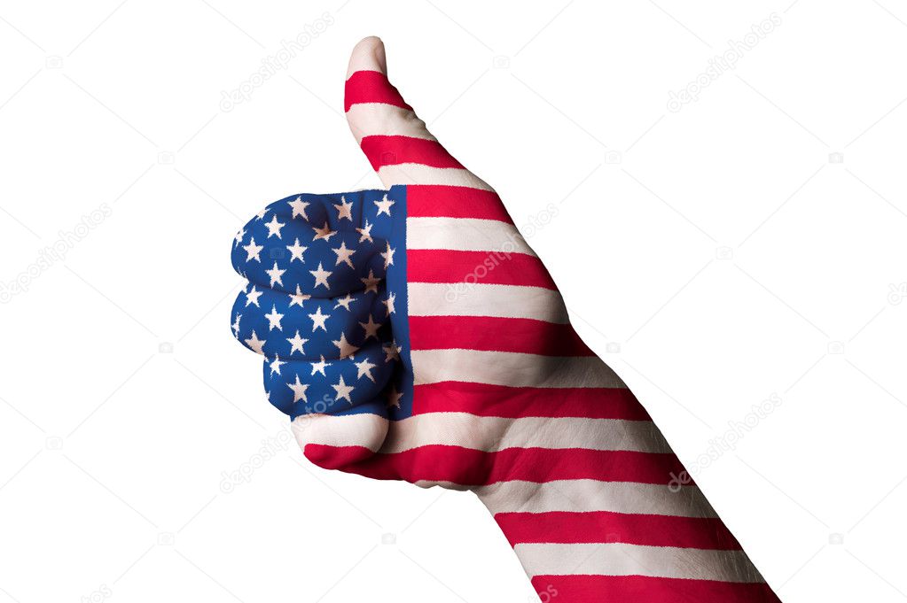 America national flag thumb up gesture for excellence and achiev