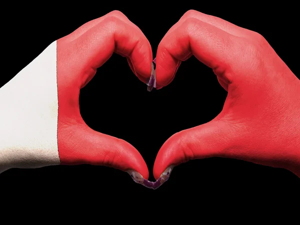 Heart and love gesture by hands colored in bahrain flag for tou — Stock Photo, Image