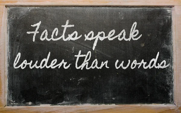 Espressione - I fatti parlano più forte delle parole - scritta su uno schoo — Foto Stock