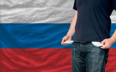 Recession impact on young man and society in russia clipart