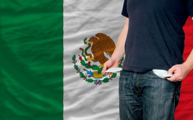 Recession impact on young man and society in mexico clipart