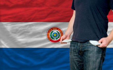 Recession impact on young man and society in paraguay clipart