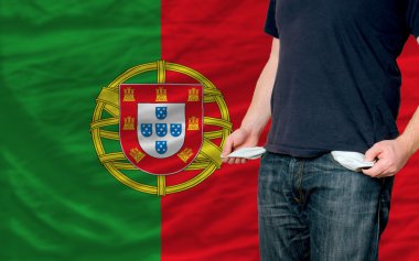 Recession impact on young man and society in portugal clipart