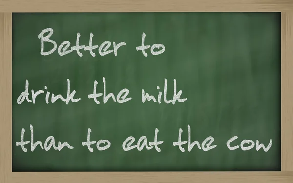 " Καλύτερα να πίνετε το γάλα από το να τρώτε την αγελάδα "γραμμένο σε — Φωτογραφία Αρχείου