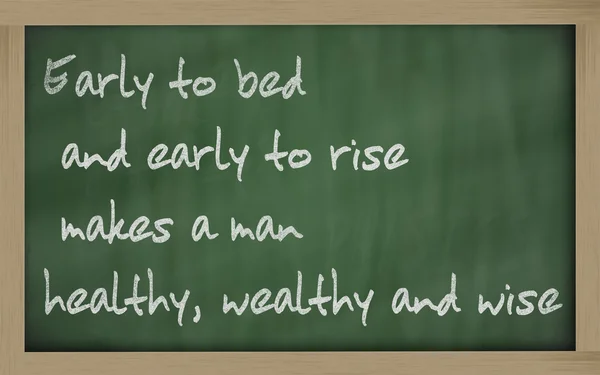 " Early to bed and early to rise makes a man healthy, wealthy an — Stok fotoğraf