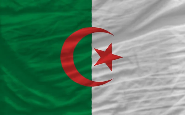 Kompletní zamával státní vlajka Alžírska na pozadí — Stock fotografie