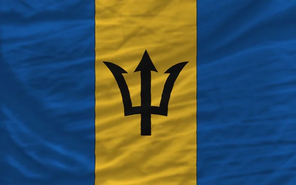 Complete waved national flag of barbados for background — Stock Photo, Image