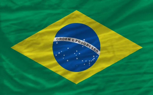 Complete waved national flag of brazil for background — Stock Photo, Image