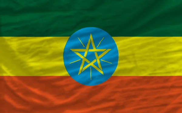 Kompletní zamával státní vlajka Etiopie pro pozadí — Stock fotografie