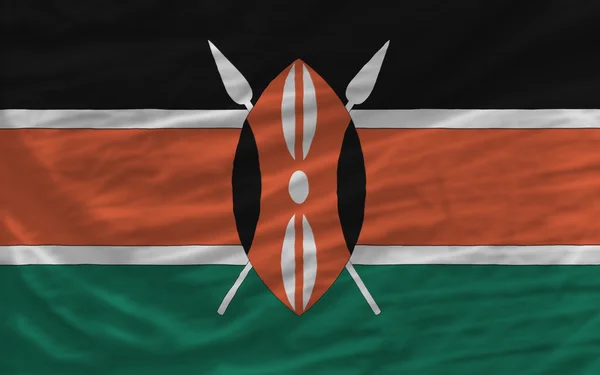 Komplett vinkat nationella flagga i kenya för bakgrund — Stockfoto