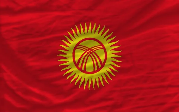 Kompletní zamával národní vlajka Kyrgyzstánu na pozadí — Stock fotografie