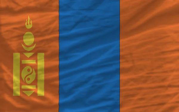 Volledige Wave nationale vlag van Mongolië voor achtergrond — Stockfoto