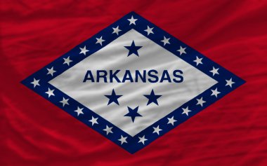 Complete waved flag of american state of arkansas for background clipart