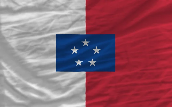 Complete waved national flag of of franceville for background — Stock Photo, Image