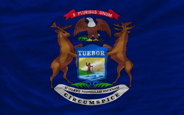 Bandiera sventolata completa dello stato americano del Michigan per lo sfondo — Foto Stock