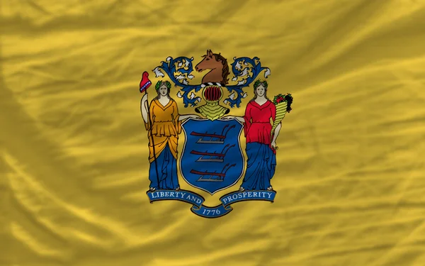 完成挥手的标志的美国新泽西州的 backgrou — 图库照片