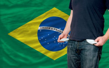 Recession impact on young man and society in brazil clipart