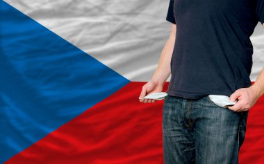 Recession impact on young man and society in czech clipart