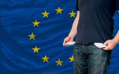 Recession impact on young man and society in europe clipart