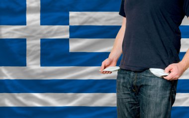 Recession impact on young man and society in greece clipart