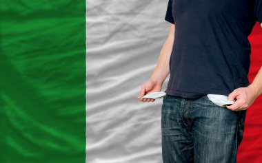 Recession impact on young man and society in italy clipart