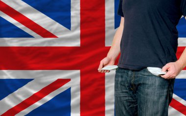 Recession impact on young man and society in united kingdom clipart